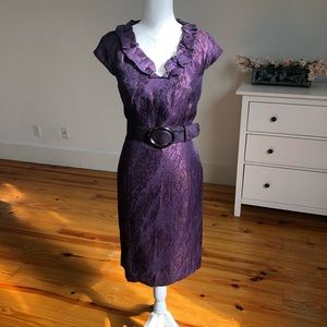 Antonio Melani Eggplant Belted Sheath 10 Capsleeve